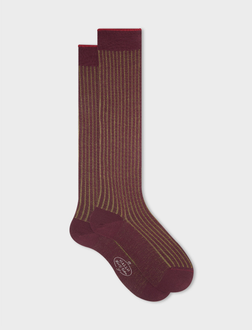 Men's long burgundy plated cotton and wool socks - Past Season | Gallo 1927 - Official Online Shop