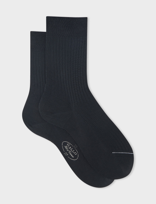 Men's short ribbed plain charcoal grey cotton socks - The Essentials | Gallo 1927 - Official Online Shop