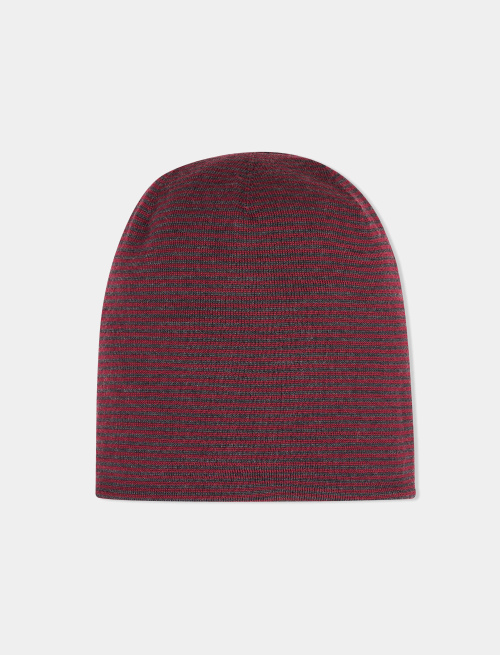 Men's charcoal grey virgin wool beanie with Windsor stripes - Accessories | Gallo 1927 - Official Online Shop