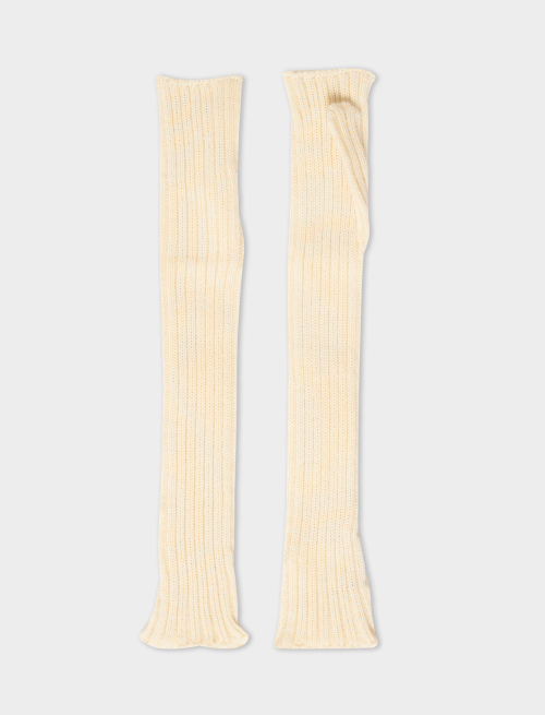 Women's long ribbed gloves in plain cream acrylic - Accessories | Gallo 1927 - Official Online Shop