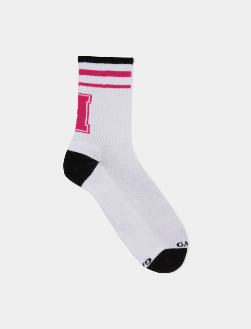 Unisex short sock in plain white cotton terry cloth with letter H. Individually sold. | Gallo 1927 - Official Online Shop