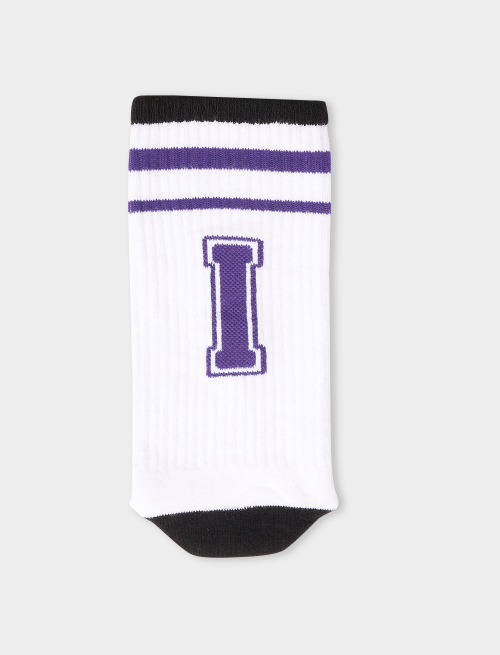 Calza corta unisex spugna di cotone bianco tinta unita con lettera I. Venduta singolarmente. - Sport e Spugna | Gallo 1927 - Official Online Shop