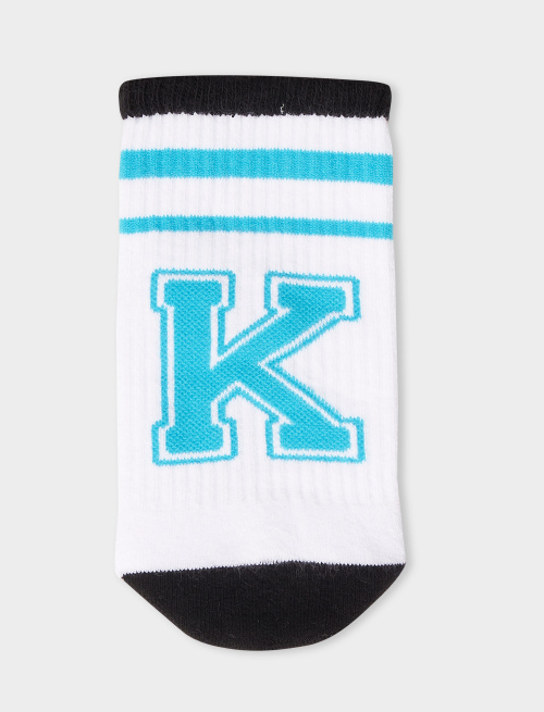 Calza corta unisex spugna di cotone bianco tinta unita con lettera K. Venduta singolarmente. - Sport e Spugna | Gallo 1927 - Official Online Shop