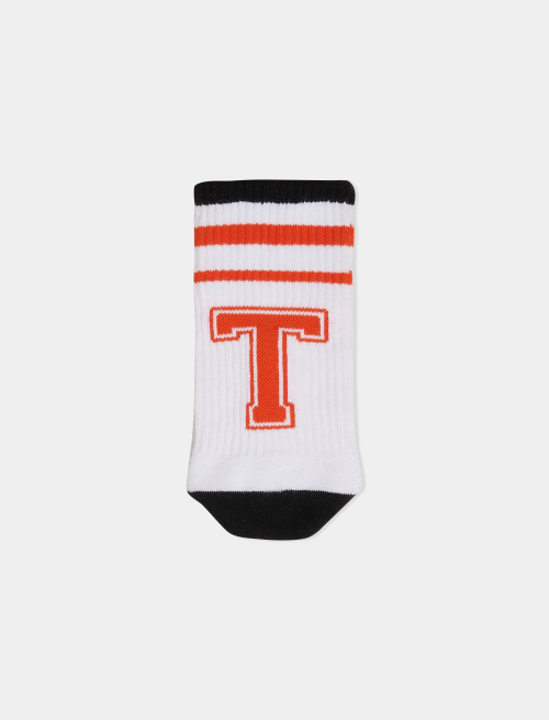 Calza corta unisex spugna di cotone bianco tinta unita con lettera T. Venduta singolarmente. - Sport e Spugna | Gallo 1927 - Official Online Shop