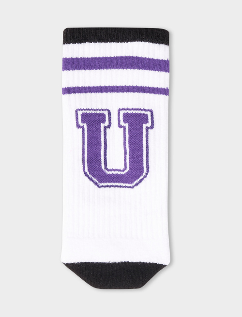 Calza corta unisex spugna di cotone bianco tinta unita con lettera U. Venduta singolarmente. - Sport e Spugna | Gallo 1927 - Official Online Shop