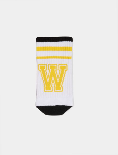 Calza corta unisex spugna di cotone bianco tinta unita con lettera W. Venduta singolarmente. - Sport e Spugna | Gallo 1927 - Official Online Shop