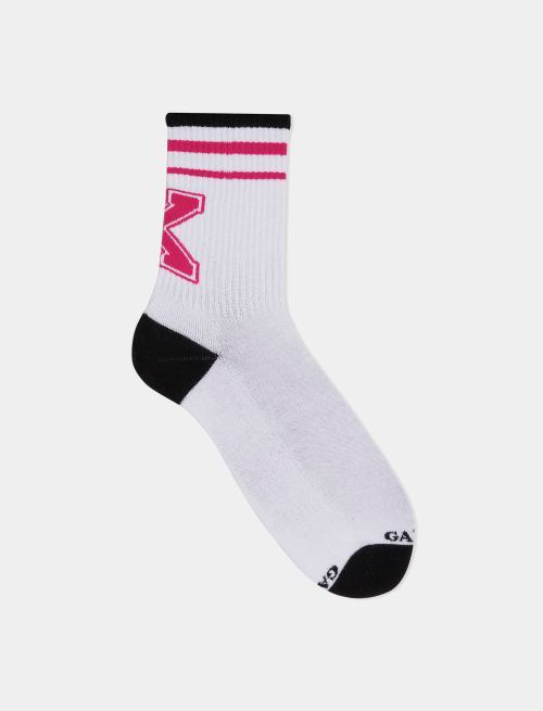 Unisex short sock in plain white cotton terry cloth with letter X. Individually sold. - Sport and Terry socks | Gallo 1927 - Official Online Shop