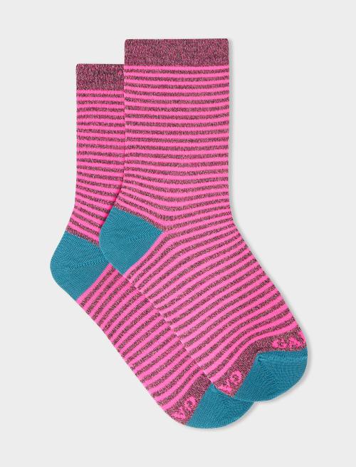 Kids' short incantesimo cotton and lurex socks with Windsor stripes - Past Season | Gallo 1927 - Official Online Shop