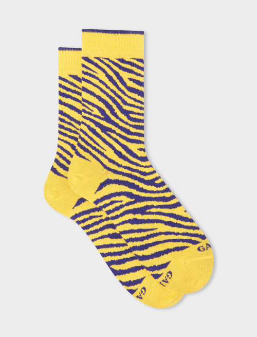 Women's short polenta cotton socks with zebra motif - Woman | Gallo 1927 - Official Online Shop