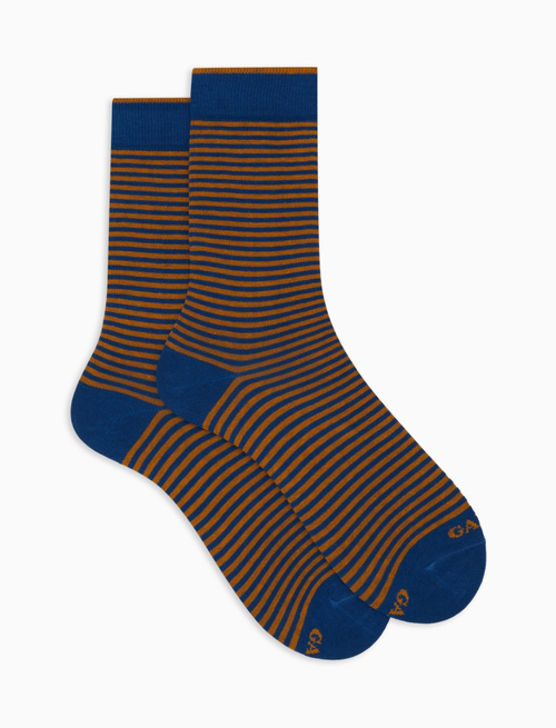 Women's short blue cotton socks with Windsor stripes - Windsor | Gallo 1927 - Official Online Shop