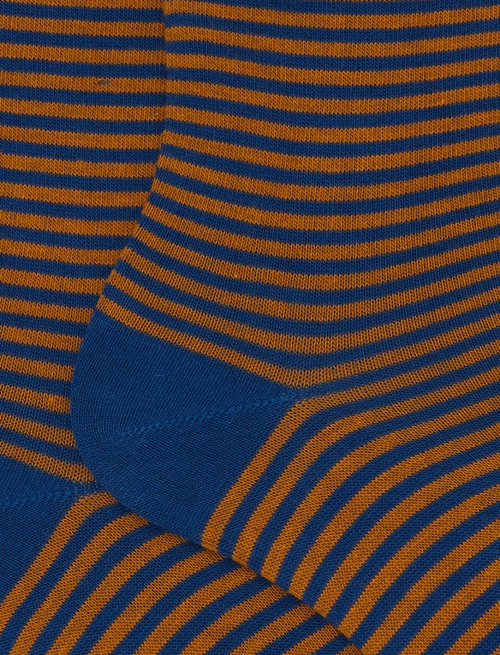 Women's short blue cotton socks with Windsor stripes - Socks | Gallo 1927 - Official Online Shop