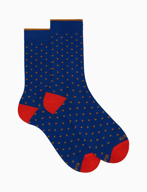 Women's short blue cotton socks with polka dots - Socks | Gallo 1927 - Official Online Shop