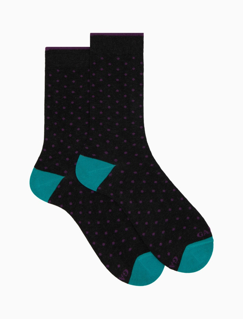 Women's short grey cotton socks with polka dots - Socks | Gallo 1927 - Official Online Shop