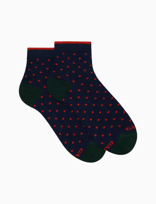 Women's super short blue cotton socks with polka dots - Socks | Gallo 1927 - Official Online Shop