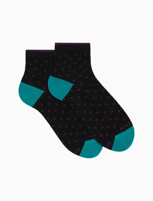 Women's super short grey cotton socks with polka dots - Super short | Gallo 1927 - Official Online Shop
