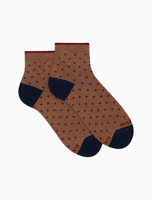 Women's super short beige cotton socks with polka dots - Socks | Gallo 1927 - Official Online Shop