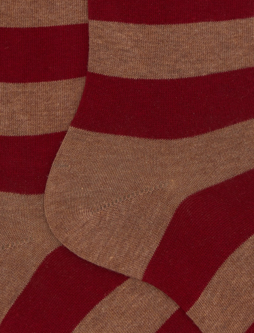 Calze corte donna cotone marrone righe bicolore - Love Dogs | Gallo 1927 - Official Online Shop