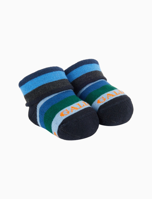 Kids' blue cotton booties with multicoloured stripes - Black Friday Kids | Gallo 1927 - Official Online Shop