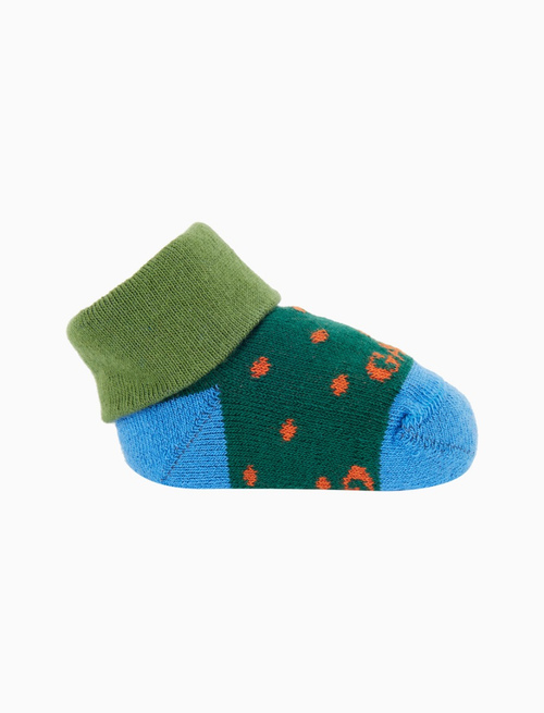 Kids' green cotton booties with polka dots - Polka Dot | Gallo 1927 - Official Online Shop