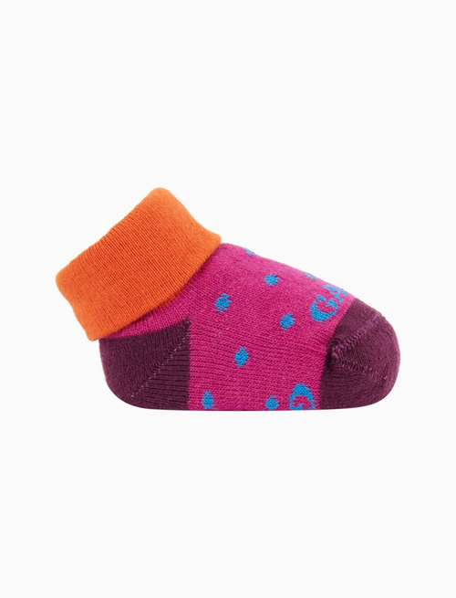 Kids' fuchsia cotton booties with polka dots - Booties | Gallo 1927 - Official Online Shop