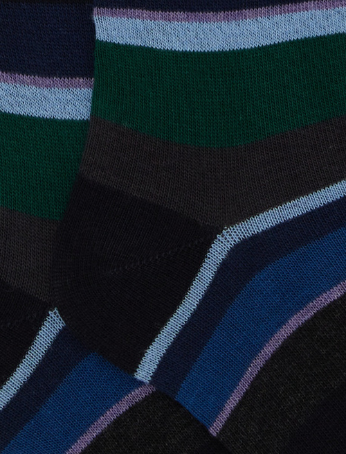 Kids' long blue cotton socks with multicoloured stripes - Socks | Gallo 1927 - Official Online Shop