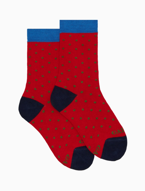 Kids' short red cotton socks with polka dots - Polka Dot | Gallo 1927 - Official Online Shop
