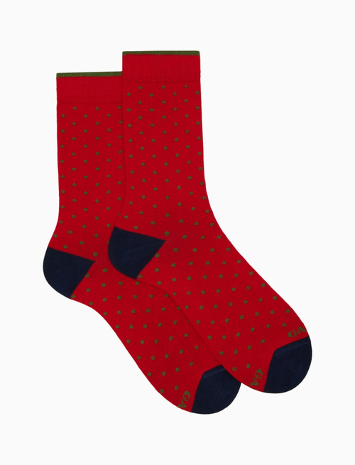 Men's short red cotton socks with polka dots - Polka Dot | Gallo 1927 - Official Online Shop