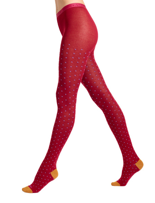 Collant donna cotone bordò fantasia pois - Collant | Gallo 1927 - Official Online Shop