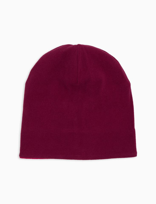 Unisex reversible burgundy fleece beanie with multicoloured stripes - New In | Gallo 1927 - Official Online Shop