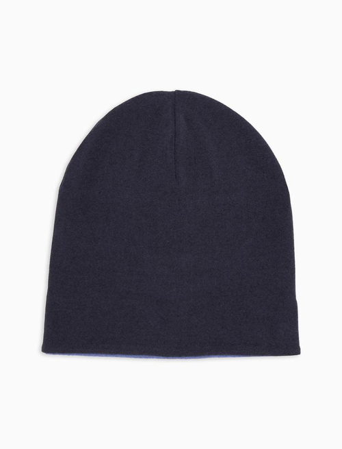 Unisex reversible blue fleece beanie with multicoloured stripes - New In | Gallo 1927 - Official Online Shop