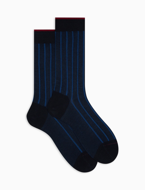 Men's short blue socks in spaced twin-rib cotton - Twin rib | Gallo 1927 - Official Online Shop