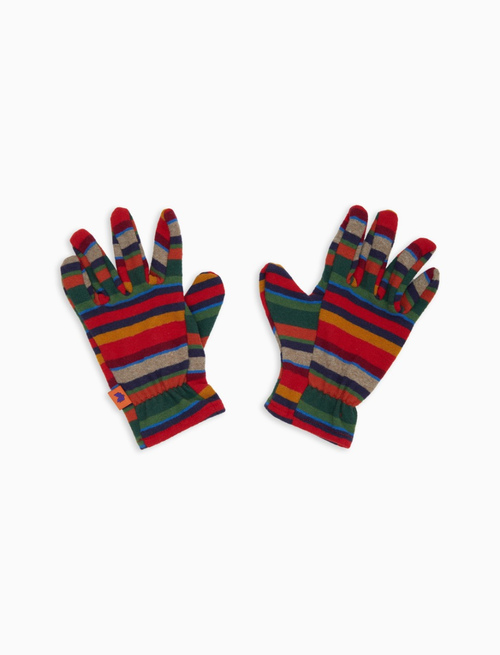 Kids' red fleece gloves with multicoloured stripes - Kid | Gallo 1927 - Official Online Shop
