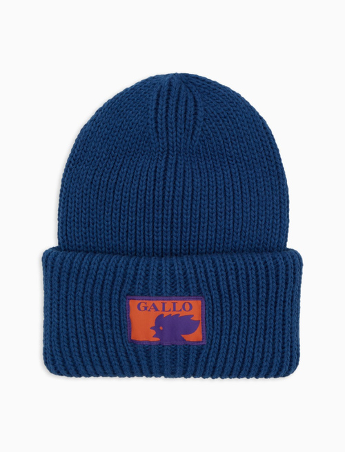 Unisex plain blue beanie with double cuff - Hats | Gallo 1927 - Official Online Shop