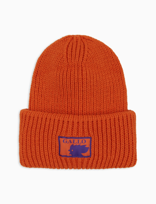 Unisex plain orange beanie with double cuff - Hats | Gallo 1927 - Official Online Shop