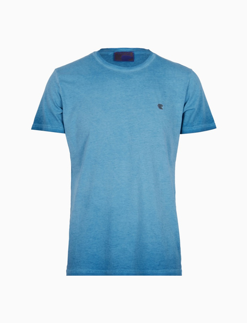 Unisex plain dyed sorgente blue cotton crew-neck T-shirt - Clothing | Gallo 1927 - Official Online Shop