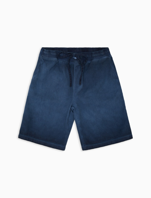 Men's plain dyed denim blue cotton canvas Bermuda shorts - Lifestyle | Gallo 1927 - Official Online Shop