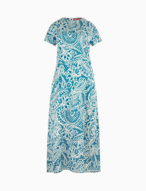 Women's long dragonfly blue viscose dress with Paisley pattern - Clothing | Gallo 1927 - Official Online Shop