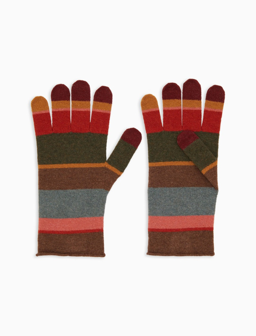 Guanto donna lana e cashmere rosa righe multicolor - Altro | Gallo 1927 - Official Online Shop