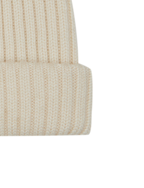 Berretto unisex lana, seta e cashmere bianco a coste tinta unita - Copricapo | Gallo 1927 - Official Online Shop