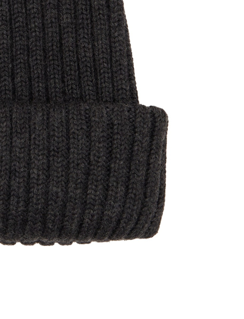 Unisex plain grey ribbed wool, silk and cashmere beanie - Accessories | Gallo 1927 - Official Online Shop