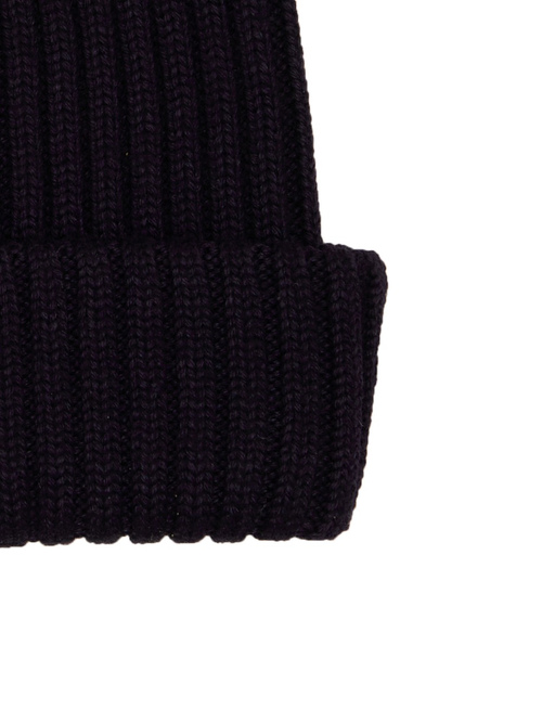 Unisex plain blue ribbed wool, silk and cashmere beanie - Accessories | Gallo 1927 - Official Online Shop