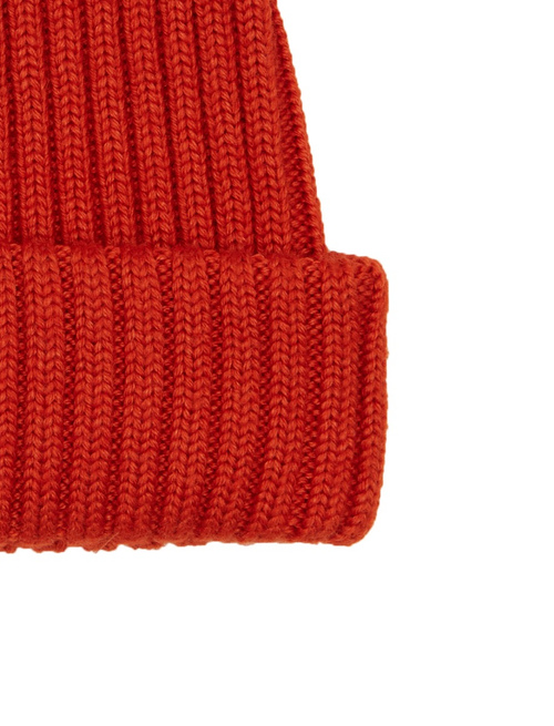 Berretto unisex lana, seta e cashmere arancio a coste tinta unita - Copricapo | Gallo 1927 - Official Online Shop