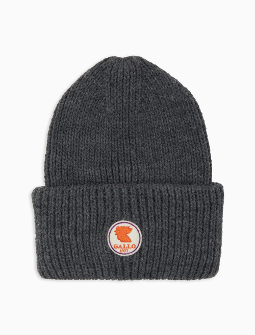 Unisex plain grey ribbed beanie with cuff - Man | Gallo 1927 - Official Online Shop