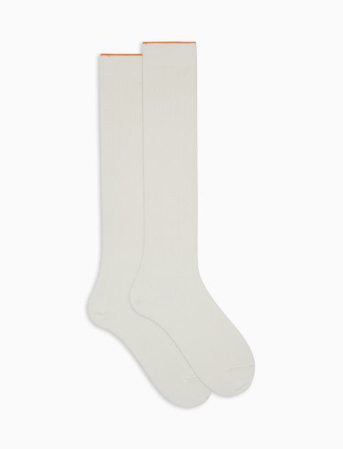 Women's long white cotton socks with ribbing - Woman | Gallo 1927 - Official Online Shop