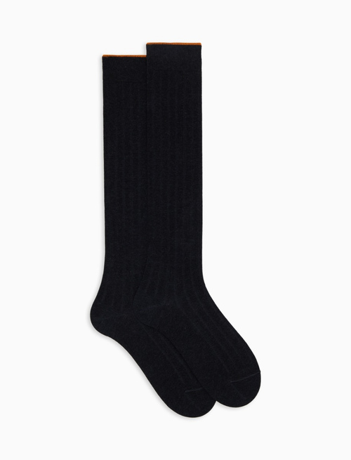 Women's long gray cotton socks with ribbing - Woman | Gallo 1927 - Official Online Shop