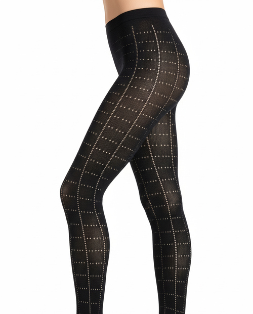 Women's black cotton and cashmere openwork tights - Socks | Gallo 1927 - Official Online Shop