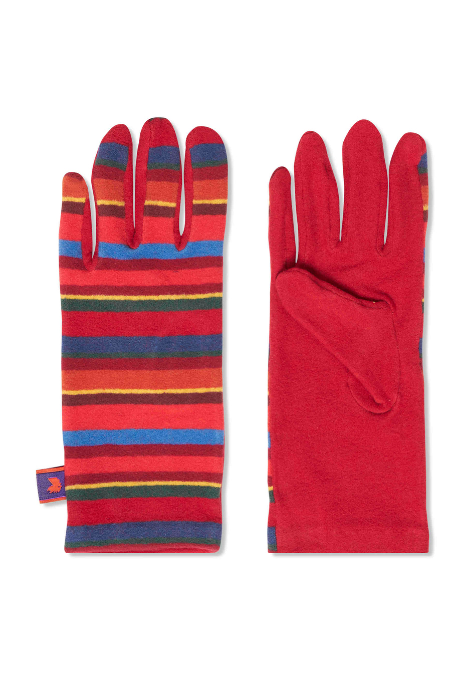 Women's red fleece gloves with multicoloured stripes - Gallo 1927 - Official Online Shop