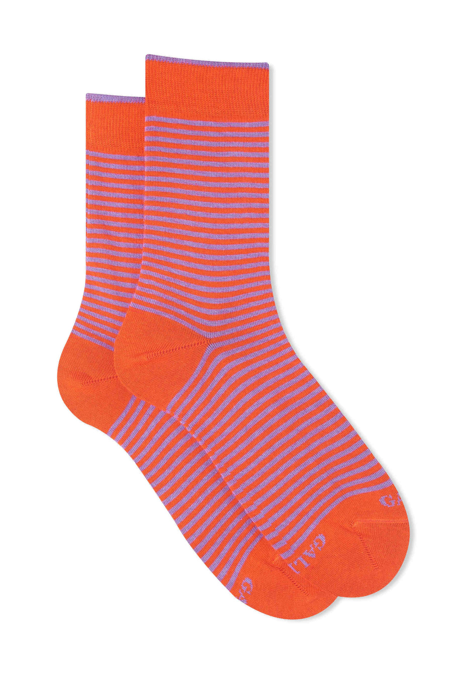 Women's short vermilion cotton socks with Windsor stripes - Gallo 1927 - Official Online Shop