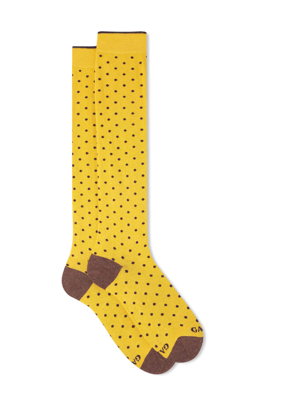 Women's long mustard cotton socks with polka dots - Gallo 1927 - Official Online Shop