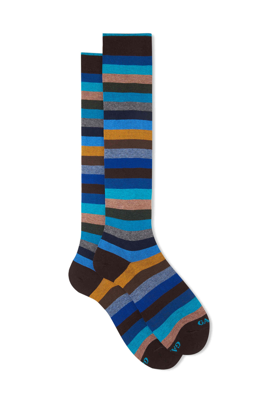 Women's long brown cotton socks with even stripes - Gallo 1927 - Official Online Shop